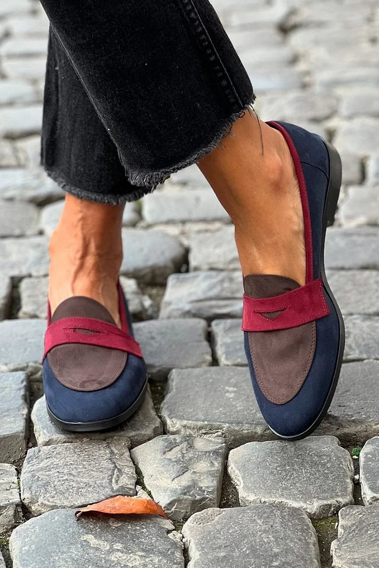 Navy Blue Colourblock Loafers