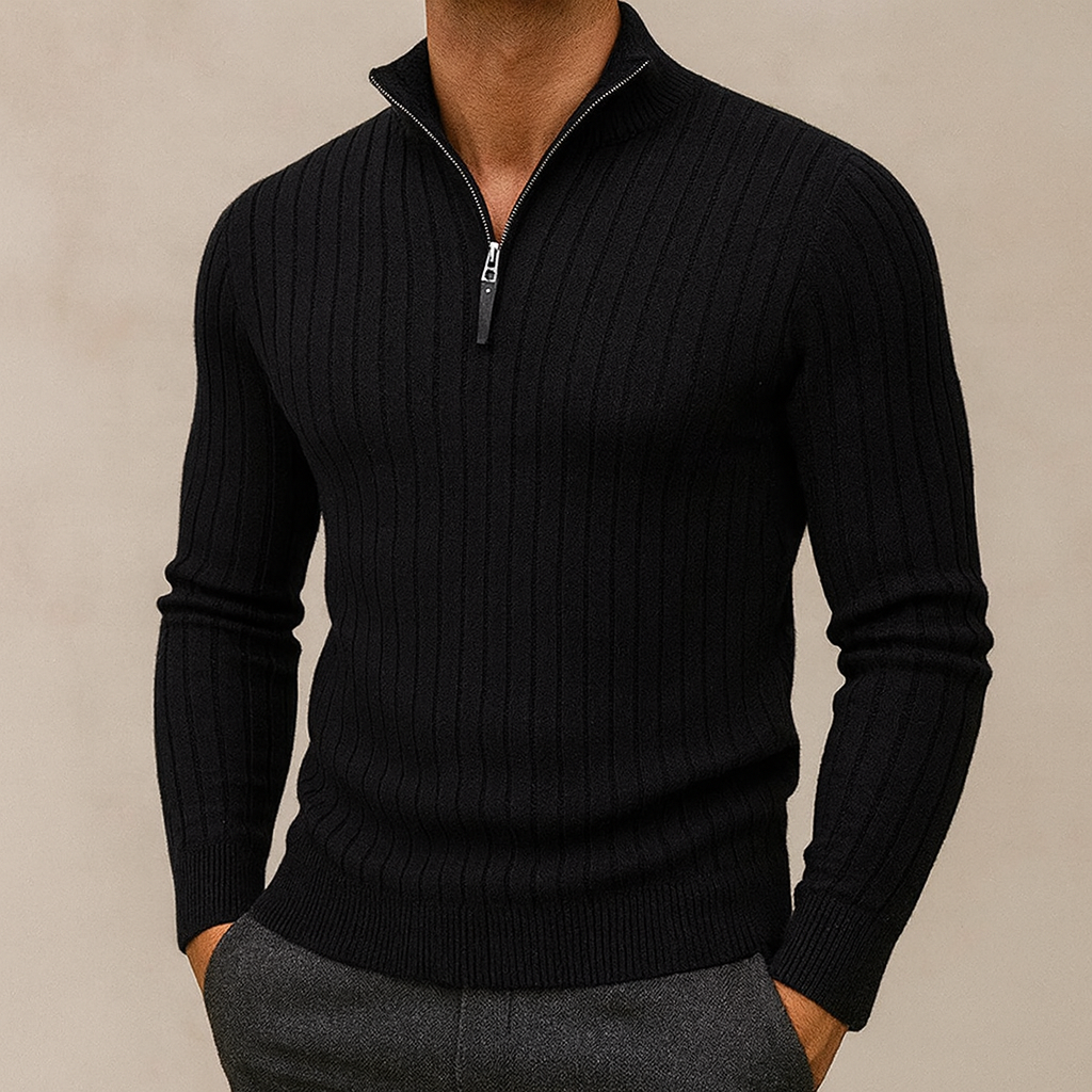 Adrian - High-Collar Half-Zip Sweater