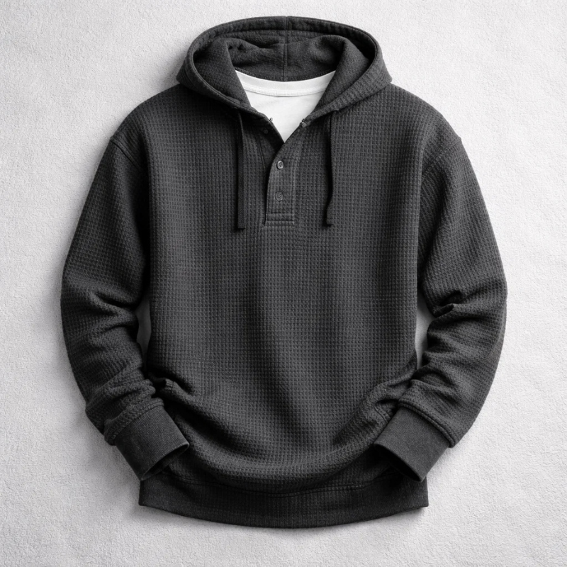 Wells - Waffle Knit Pullover Hoodie