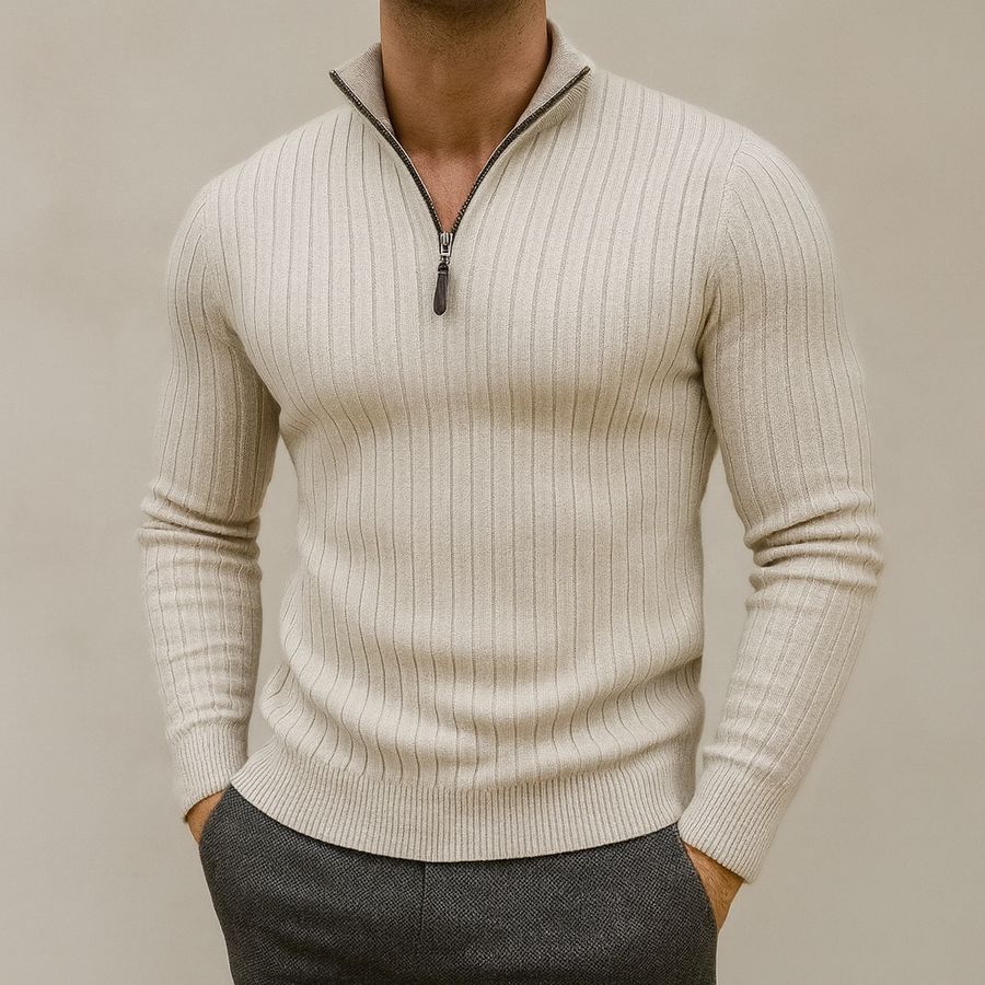 Adrian - High-Collar Half-Zip Sweater