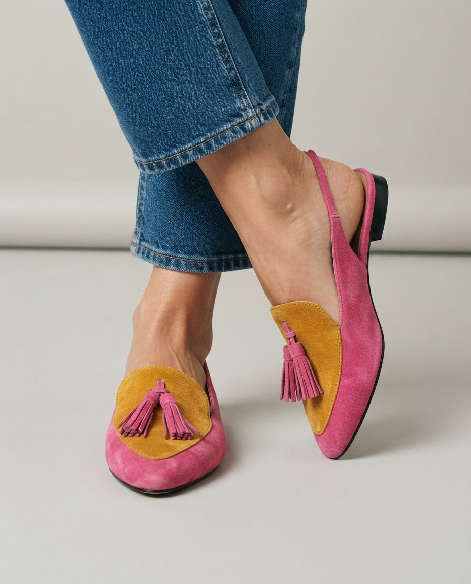 Slingback Elena — Fuchsia and Mustard