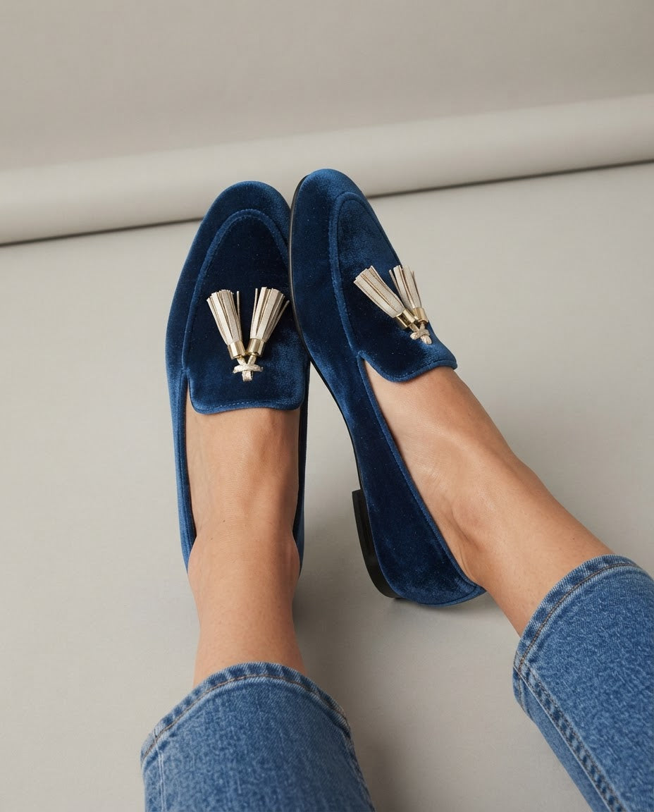 Vittoria Moccasin — Blue Velvet