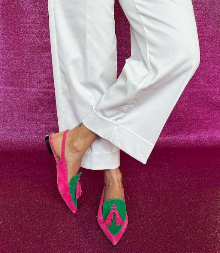Slingback Elena — Fuchsia and Green